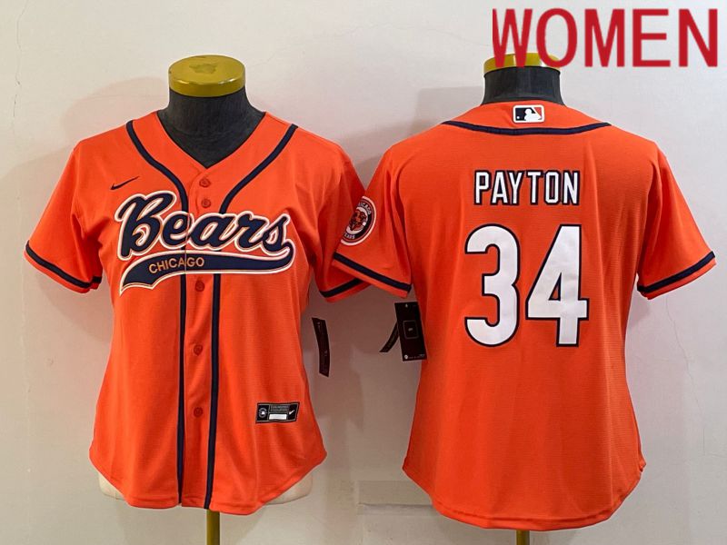 Women Chicago Bears 34 Payton Orange 2022 Nike Co branded NFL Jerseys